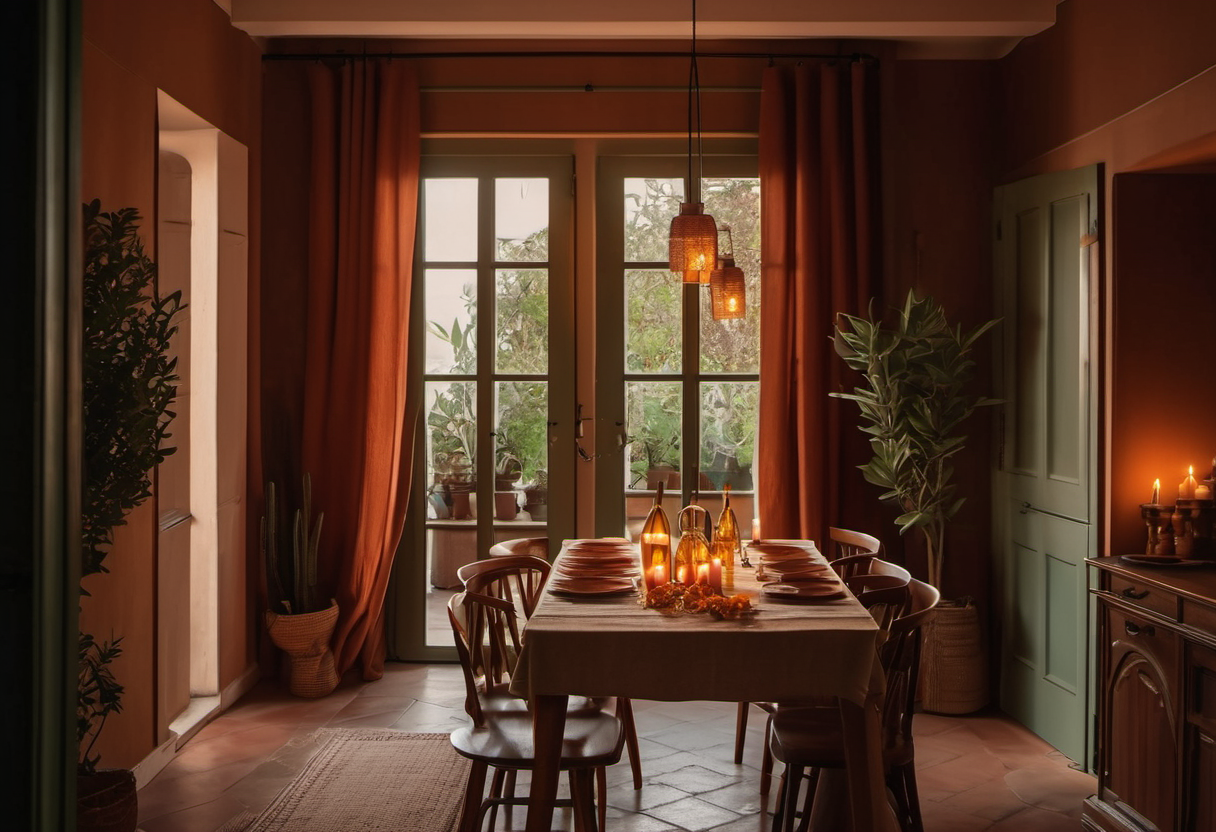 cozy dining room seen through an open doorway